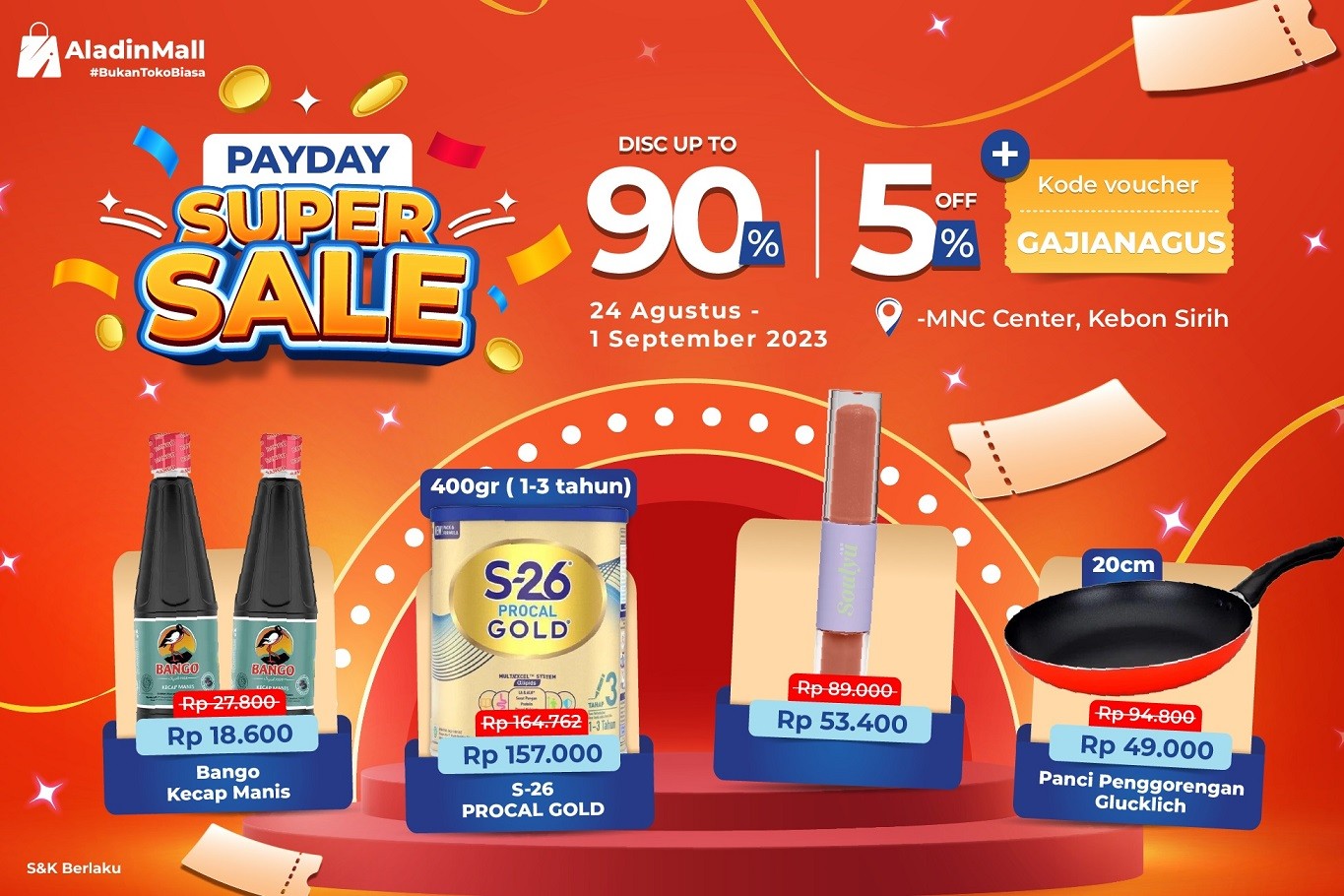 Payday Super Sale AladinMall Diskon hingga 90 Persen, Catat Tanggalnya. (Foto MNC Media)
