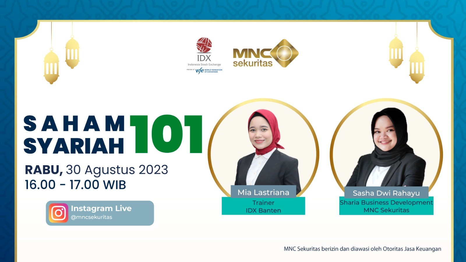 Belajar Saham Syariah Buat Pemula, Hanya di Live IG MNC Sekuritas. (Foto: MNC Media)
