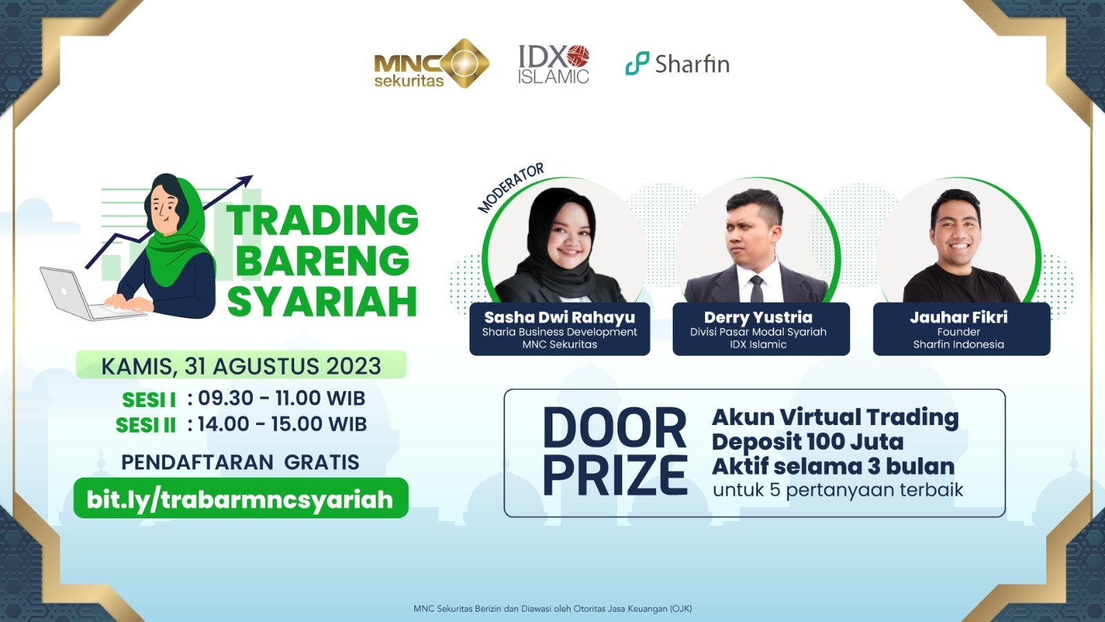 Simak Webinar Gratis Saham Syariah Bersama IDX Islamic x Sharfin Indonesia: “Trading Bareng Syariah”. (Foto: MNC Media)