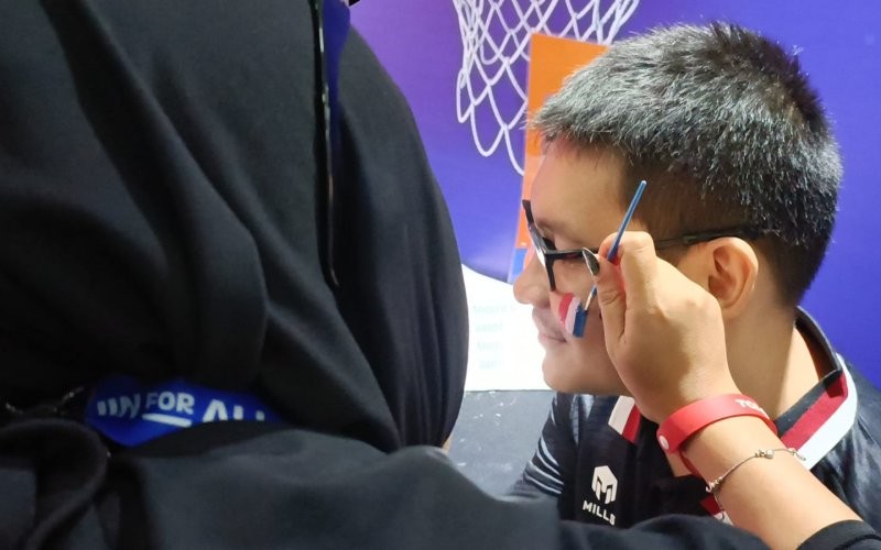 Cat wajah bendera di FIBA World Cup 2023 (Andika Khoirul/MPI)
