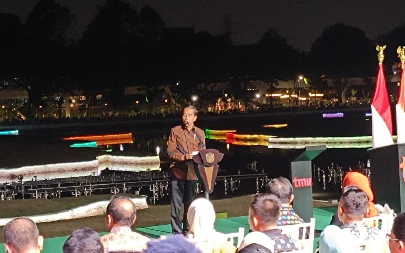 Presiden Jokowi meresmikan revitalisasi Taman Mini Indonesia Indah (TMII), Jakarta Timur.