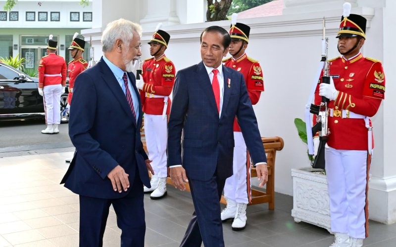 Presiden Jokowi melakukan pertemuan bilateral dengan Perdana Menteri (PM) Timor-Leste, Xanana Gusmao. (Setkab)