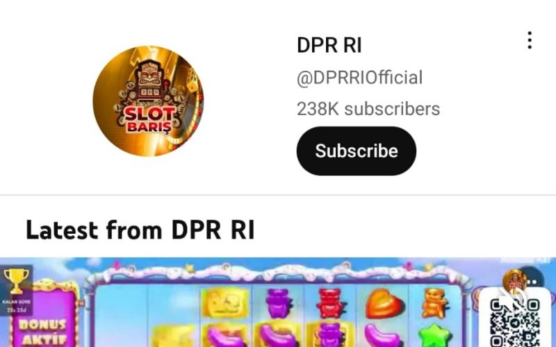 Akun YouTube resmi DPR RI diretas menampilkan judi online (MPI)