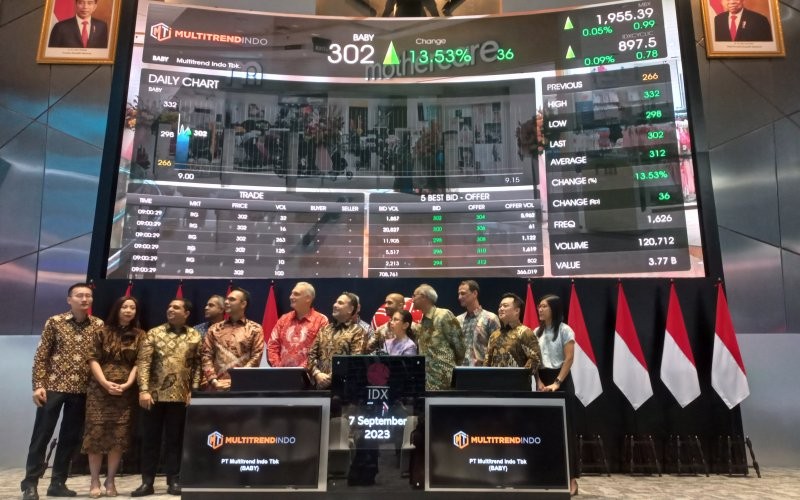 PT Multitrend Indo Tbk (BABY) resmi mencatatkan sahamnya di Bursa Efek Indonesia (BEI) pada Kamis (7/9/2023). (Cahya Puteri Abdi Rabbi/IDXChannel)