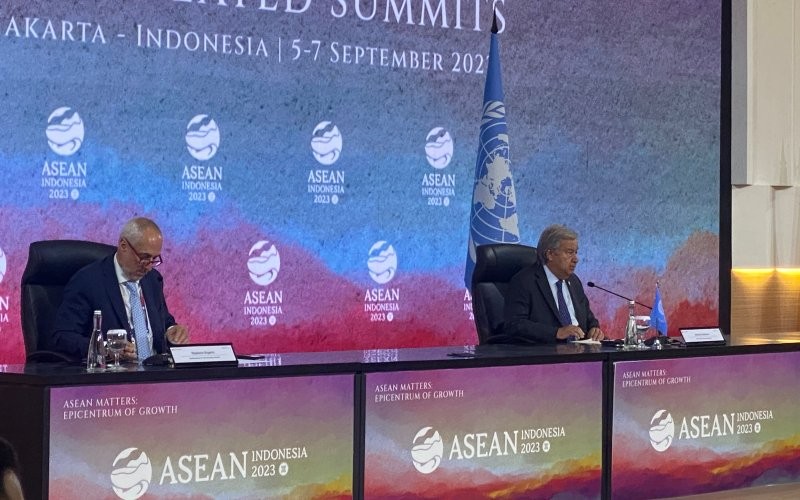 Sekretaris Jenderal Perserikatan Bangsa-Bangsa (PBB) Antonio Guterres di KTT ASEAN ke-43, Jakarta.