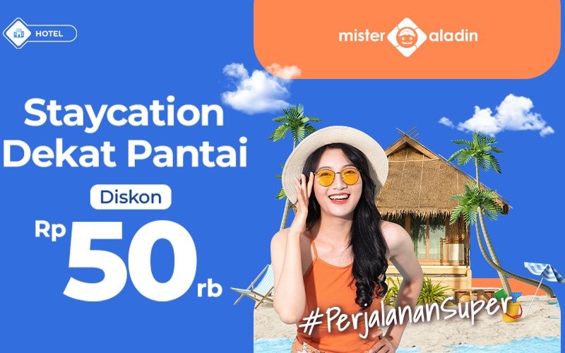 Staycation hemat di hotel dekat pantai. Pesan sekarang di Mister Aladin (Mister Aladin)