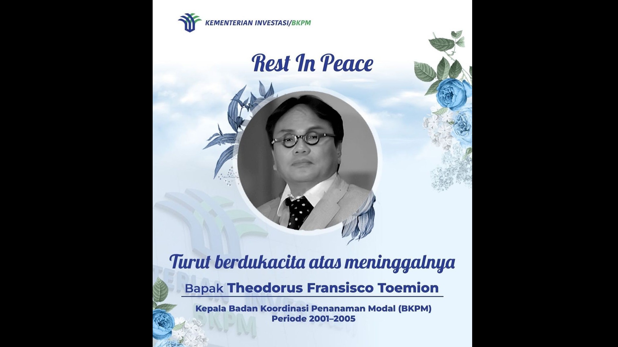 Bahlil Kenang Sosok Eks Kepala BKPM Theo Toemion Punya Banyak Gagasan Out of the Box. (Foto IG BKPM)