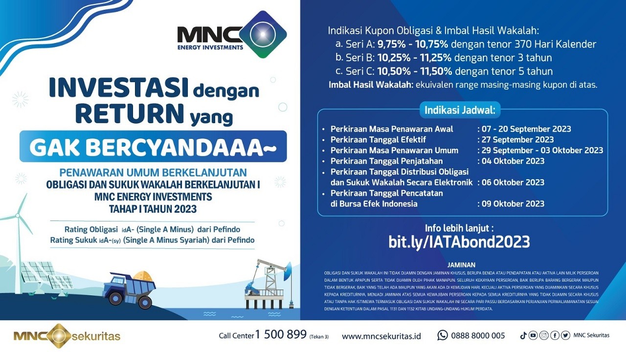 Hari Terakhir Penawaran Obligasi dan Sukuk Wakalah Berkelanjutan I IATA Tahap I Tahun 2023. (Foto MNC Media)