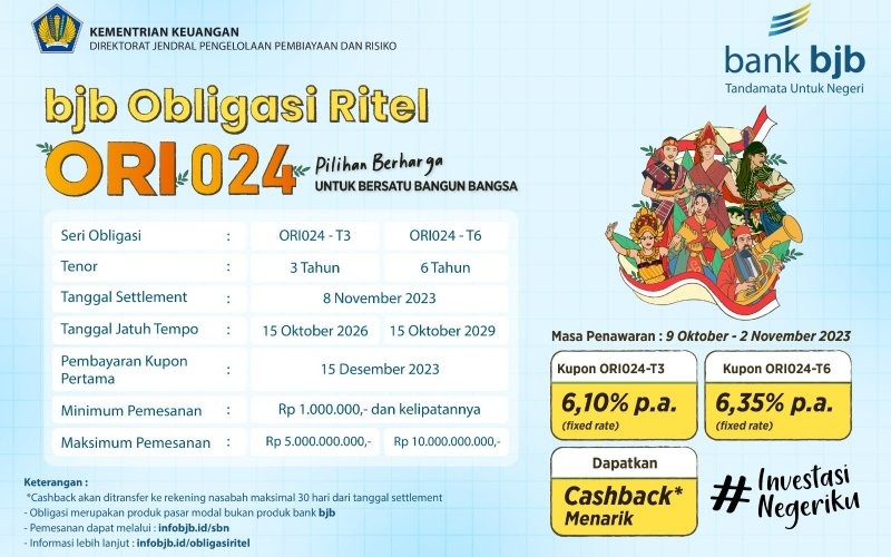 Bank BJB kembali menjadi Sub Mitra Distribusi Surat Berharga Negara (SBN) Ritel ORI024 melalui produk BJB.