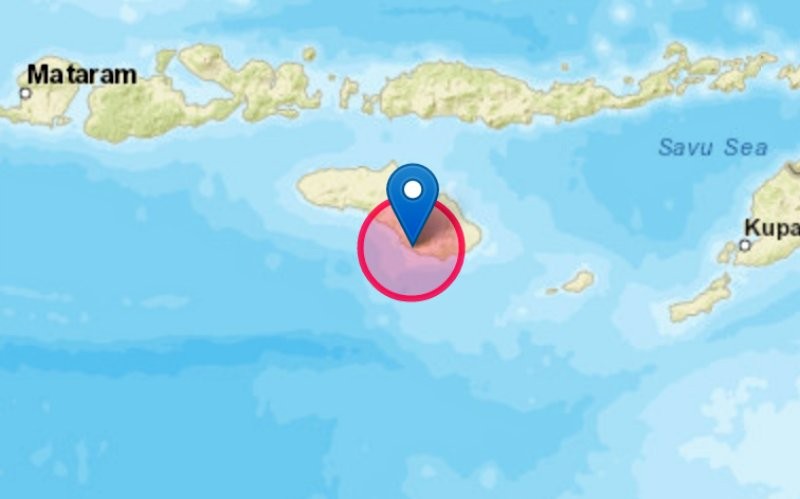 Gempa terkini berkekuatan Magnitudo 5,0 mengguncang Karera, Sumba Timur, NTT. (BMKG)