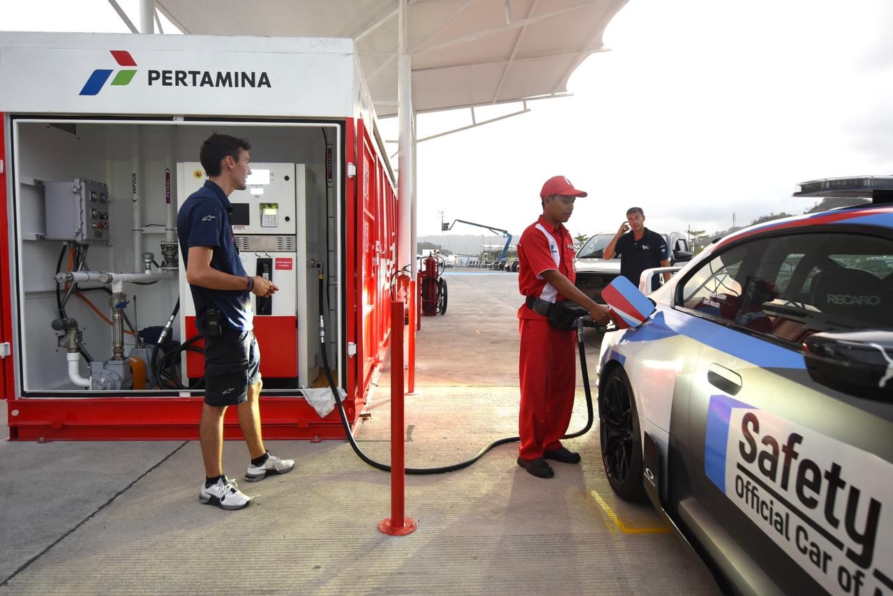Penampakan SPBU Modular Milik Pertamina di MotoGP Mandalika 2023. (Foto Pertamina)