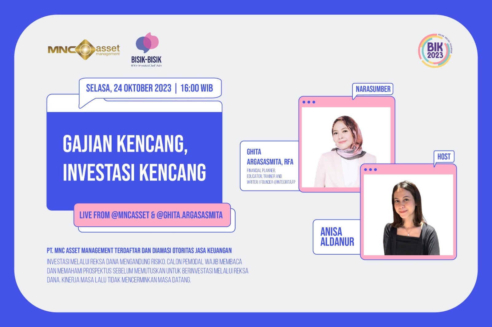 Gajian Datang, Investasi Tetap Kencang? Simak IG Live MNC Asset dan Ghita Argasasmita. (Foto: MNc Media)