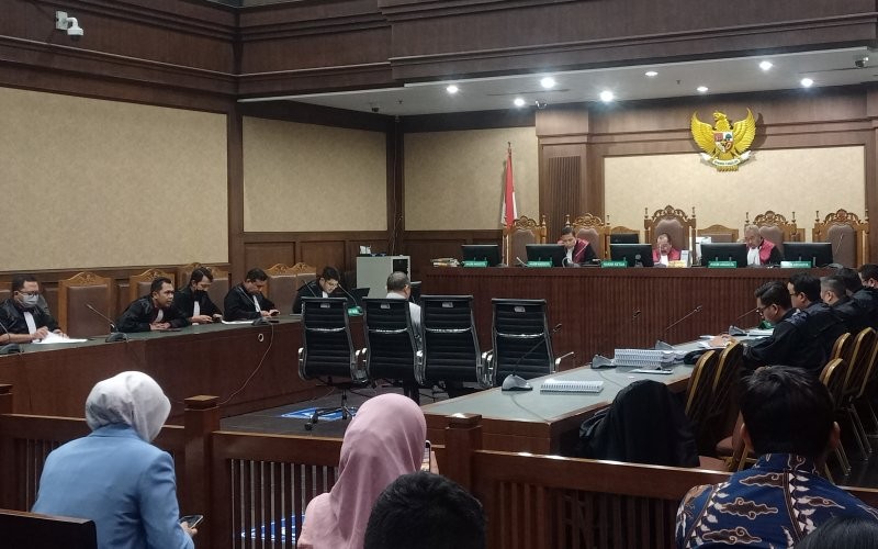 Sidang kasus dugaan korupsi penyediaan menara BTS 4G dan infrasrtuktur pendukung 1, 2, 3, 4 dan 5 Bakti Kominfo, kembali digelar. (Nur Khabibi/MPI)