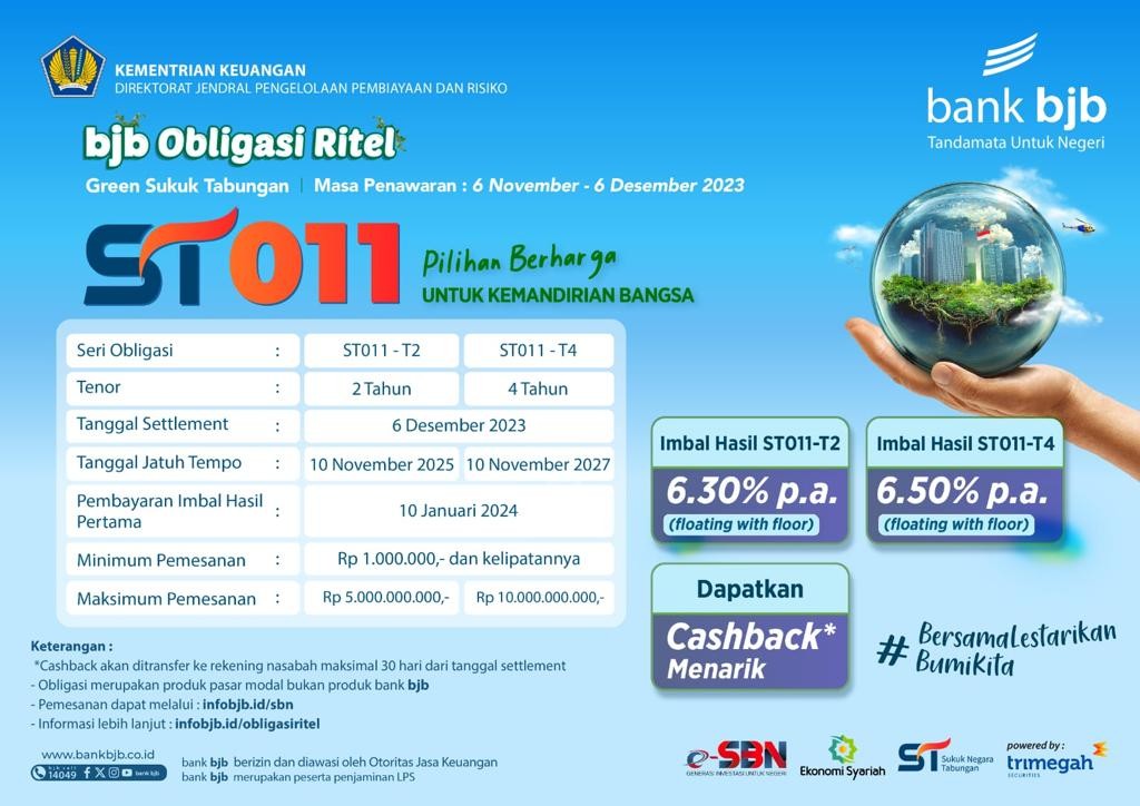 Dukung Ekonomi Hijau, bank bjb Jadi Mitra Distribusi Sukuk Pemerintah ST011. Foto: MNC Media.