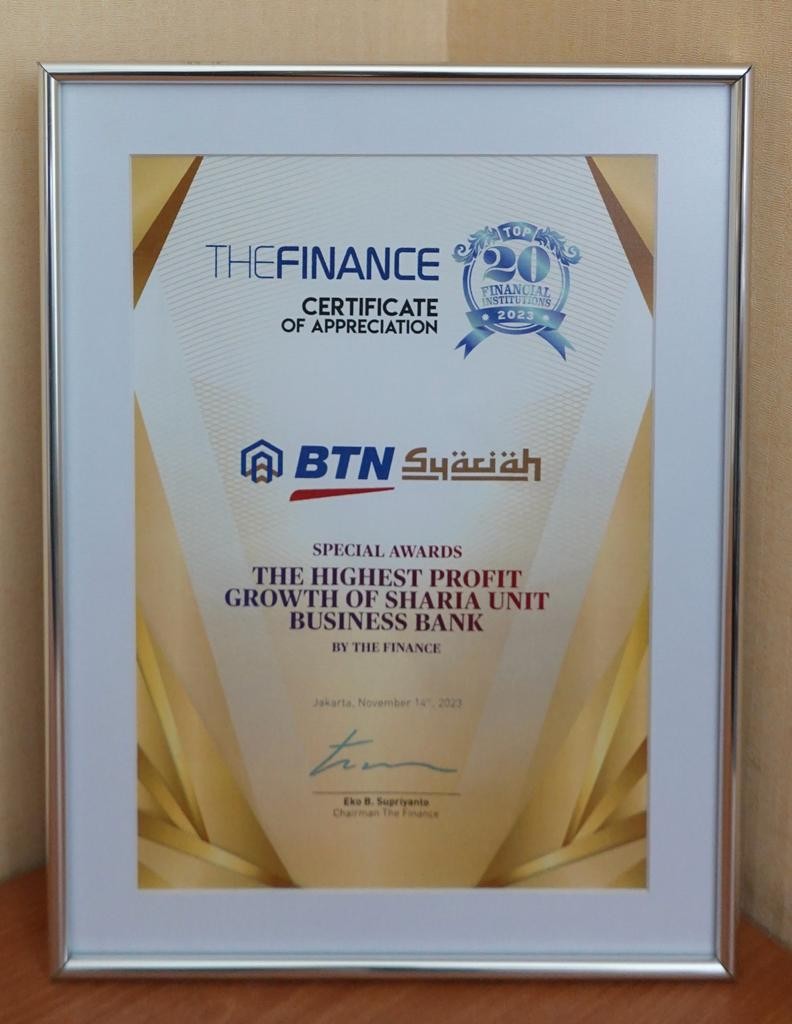 Laba Melesat, BTN Syariah Sabet The Highest Profit Growth of Sharia Unit Bussiness Bank (FOTO:Dok Ist)