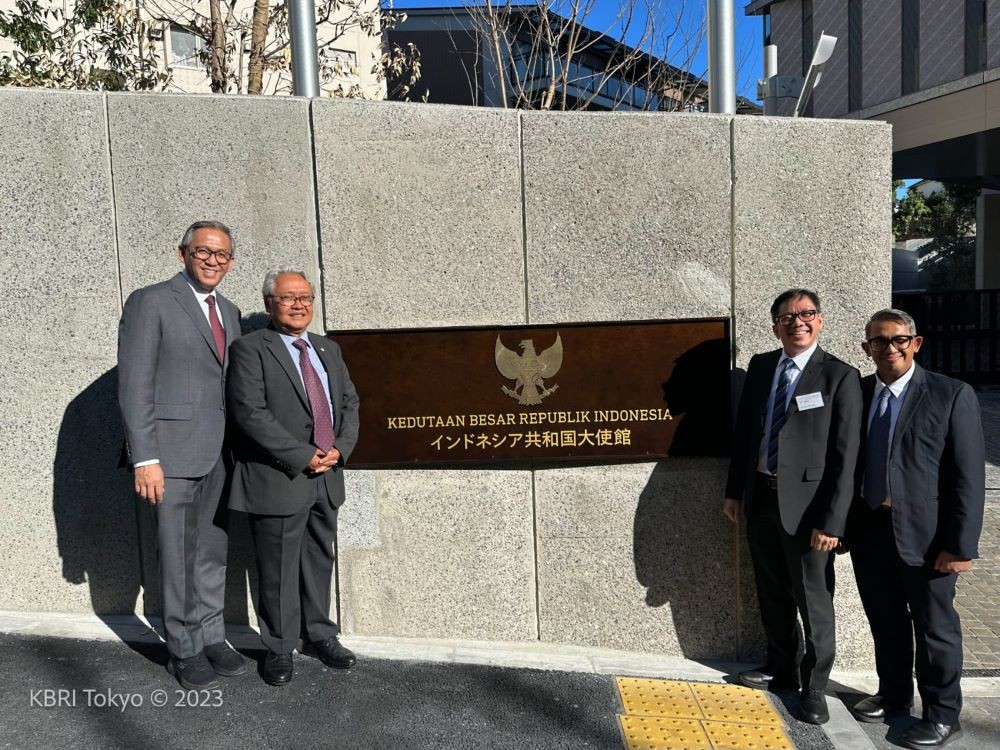 Dubes hingga Sekjen Kemlu RI Syukuran Rampungnya Gedung Baru KBRI Tokyo. Foto: MNC Media.