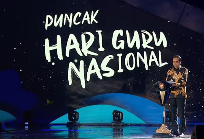 Jokowi di HGN 2023: Saya Bisa Jadi Presiden karena Guru (Foto Jonathan S)