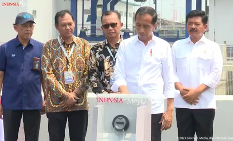 Jokowi Resmikan Stasiun Pompa Ancol Sentiong Terbesar di RI, Sedot Dana Rp481 Miliar (Foto MNC Media)