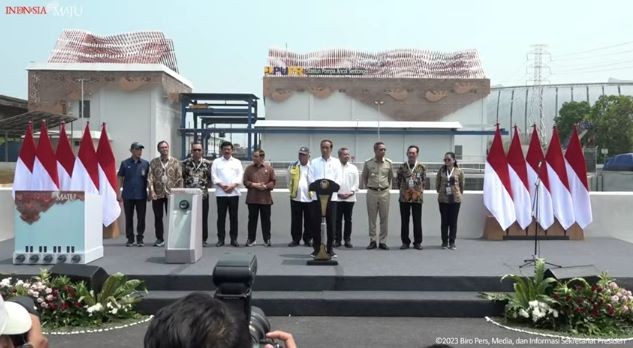 Jokowi Harap Stasiun Pompa Ancol Sentiong Kurangi Banjir Jakarta Capai 62 Persen. (Foto: Binti/MNC Media)