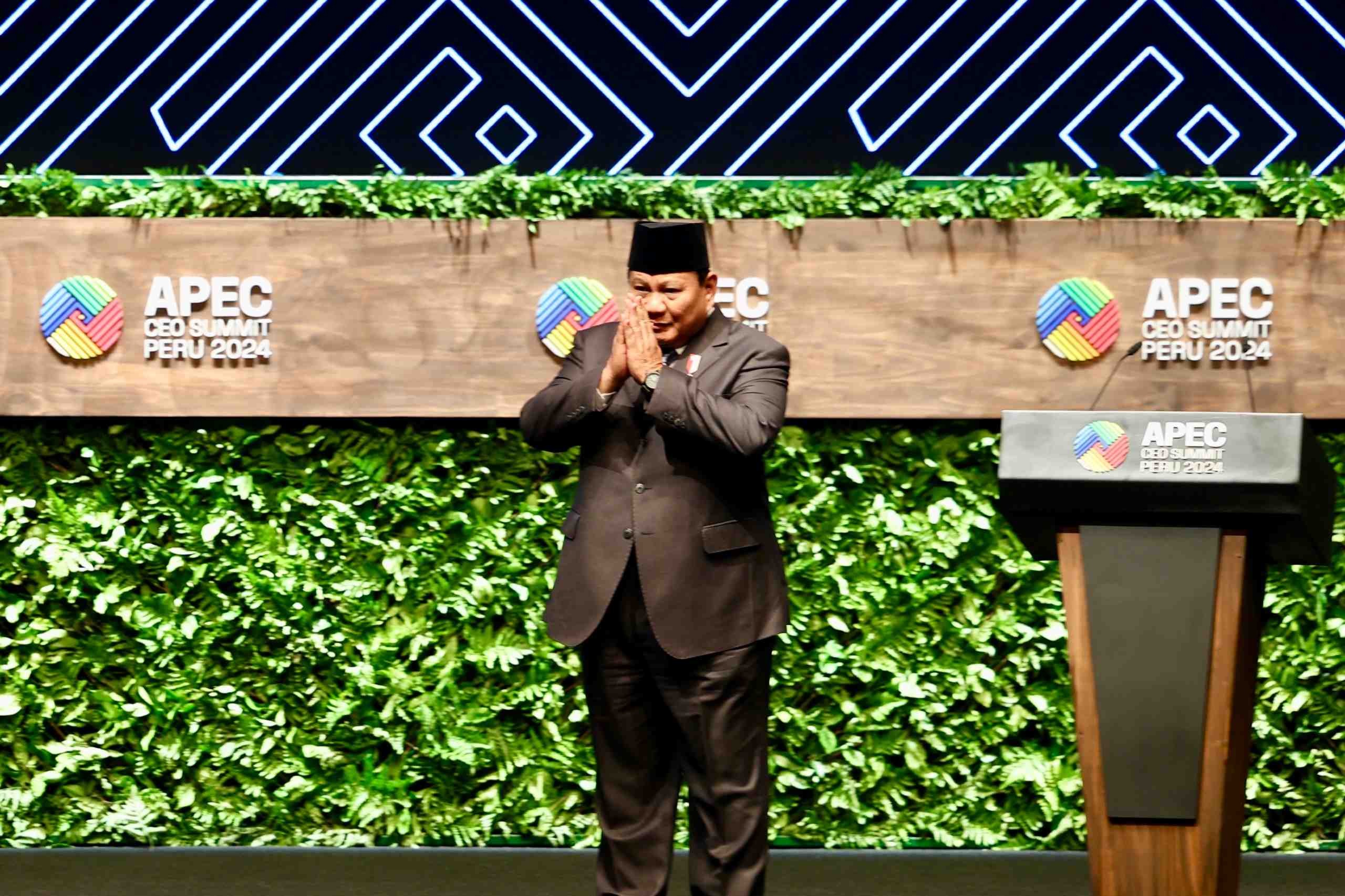 Presiden Prabowo Subianto saat di KTT APEC 2024 Peru. KTT ini menghasilkan Deklarasi Machu Picchu.  (Setkab)