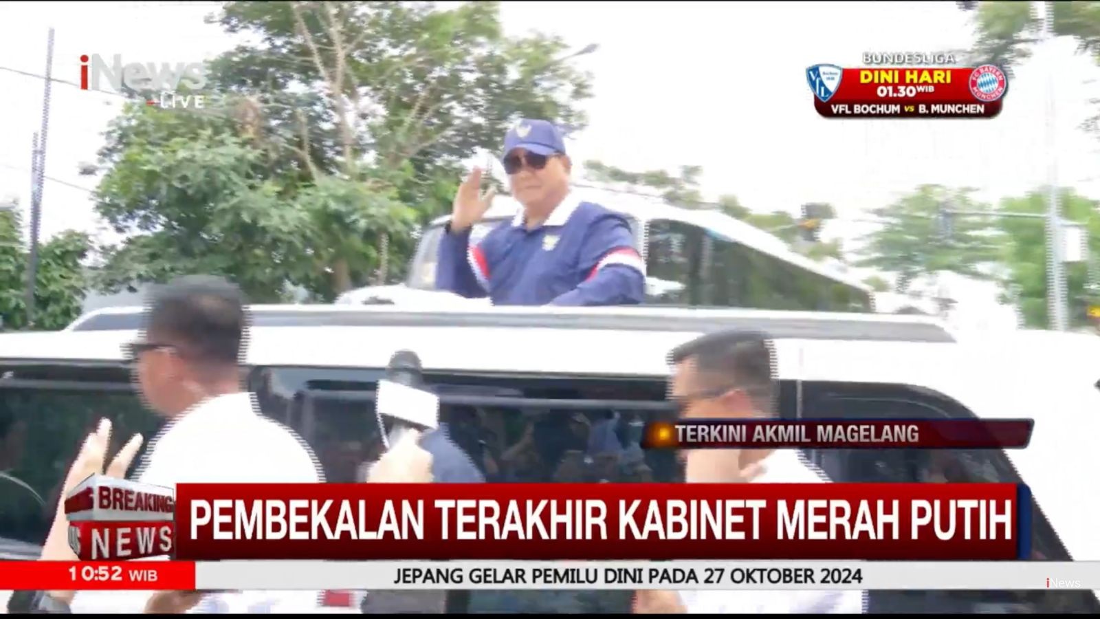 Tinggalkan Akmil Magelang, Prabowo Sapa Warga dari MV3 Garuda Limousine. (Foto : MNC Media)