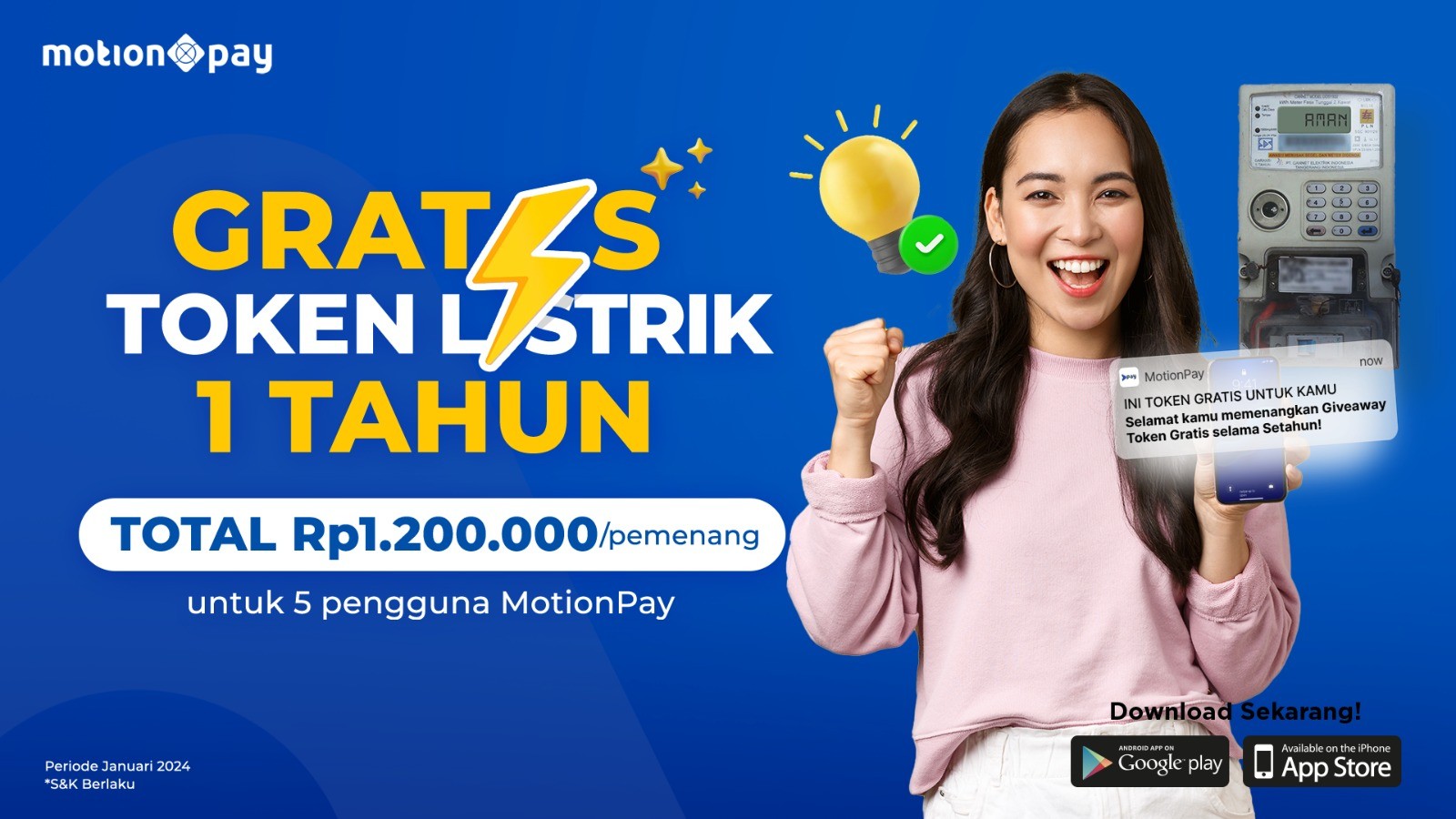 Jangan Ketinggalan, Ada Token Listrik Gratis 1 Tahun dari MotionPay. (Foto: MNC Media)