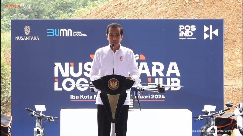 Jokowi Groundbreaking Nusantara Logistic Hub IKN, Harap Biaya Logistik Terjangkau. (Foto: Tangkapan Layar Youtube Sekretariat Presiden)