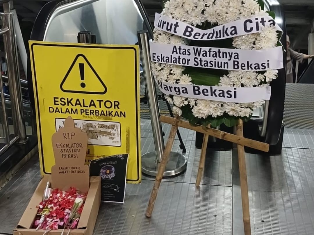 Viral Dikirim Bunga Duka, Kemenhub: Perbaikan Eskalator Stasiun Bekasi Rampung Akhir Februari. (Foto: MNC Media)