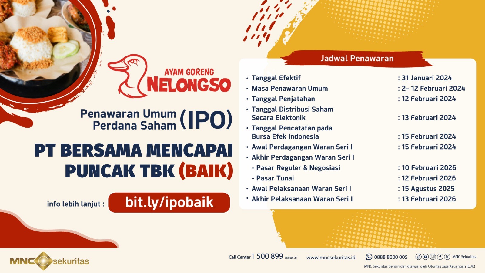 Bersama Mencapai Puncak (BAIK) Segera Listing di BEI 15 Februari 2024. (Foto MNC Media)