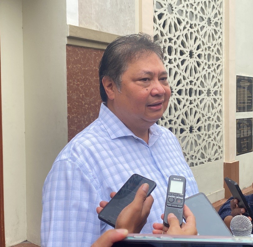 Begini Jawaban Airlangga soal Beras Premium Langka di Pasaran. (Foto: Anggie/MNC Media)