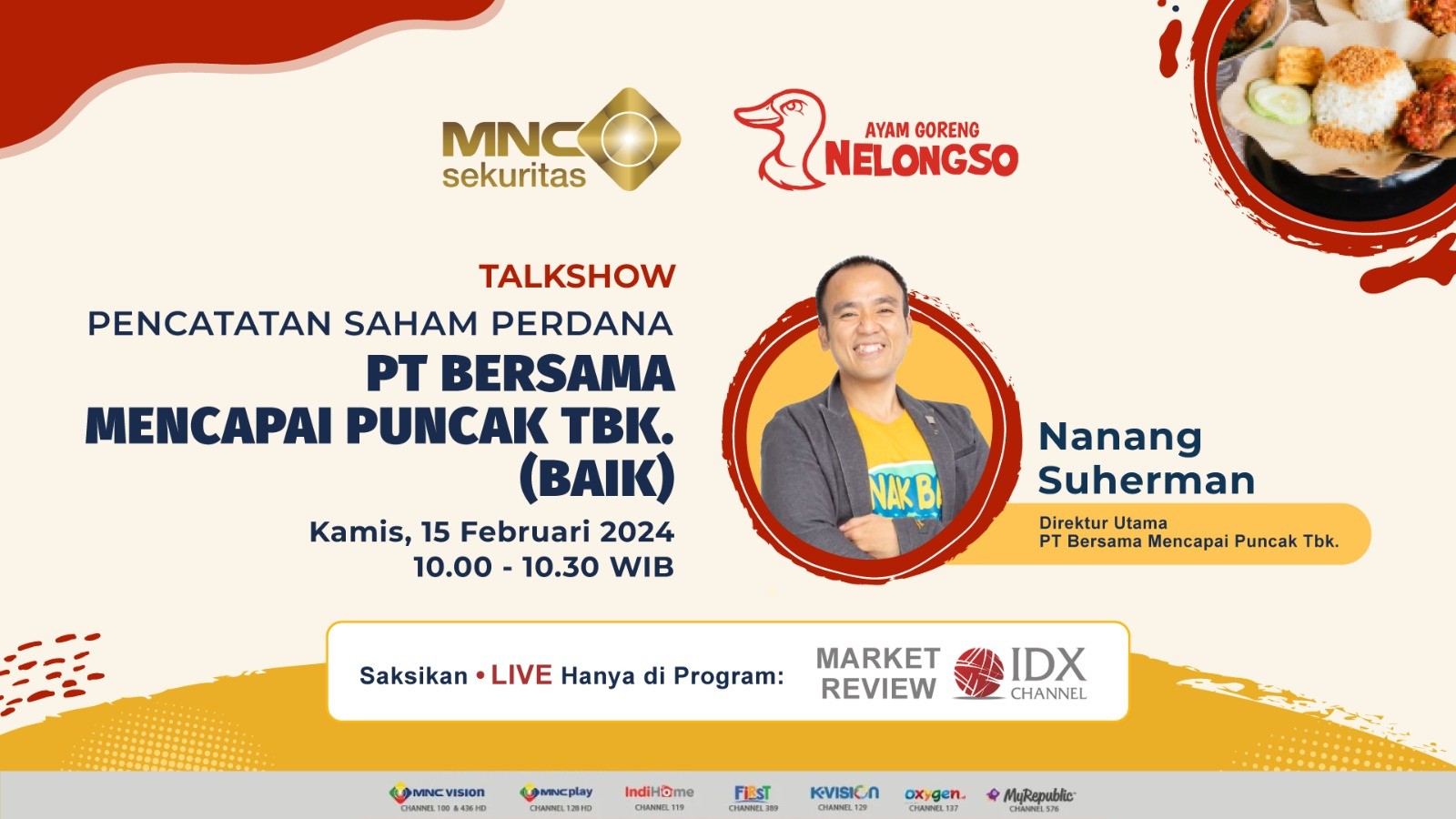 Simak Kinerja Bisnis BAIK di Talkshow Market Review IDX Channel. (Foto MNC Media)