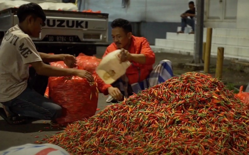 Harga cabai di Kota Makassar, Sulsel semakin pedas alias naik. (Syahrul Adyaksa/MNC Media)