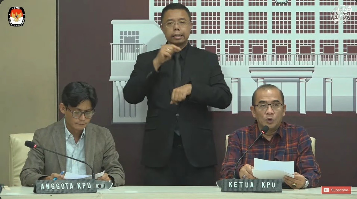 KPU Perbaiki Data Hasil Perhitungan Suara Pilpres 2024 di 74.181 TPS. (Foto YouTube KPU)