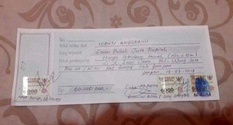 Bentuk Kuitansi Jual Beli Tanah yang Sah