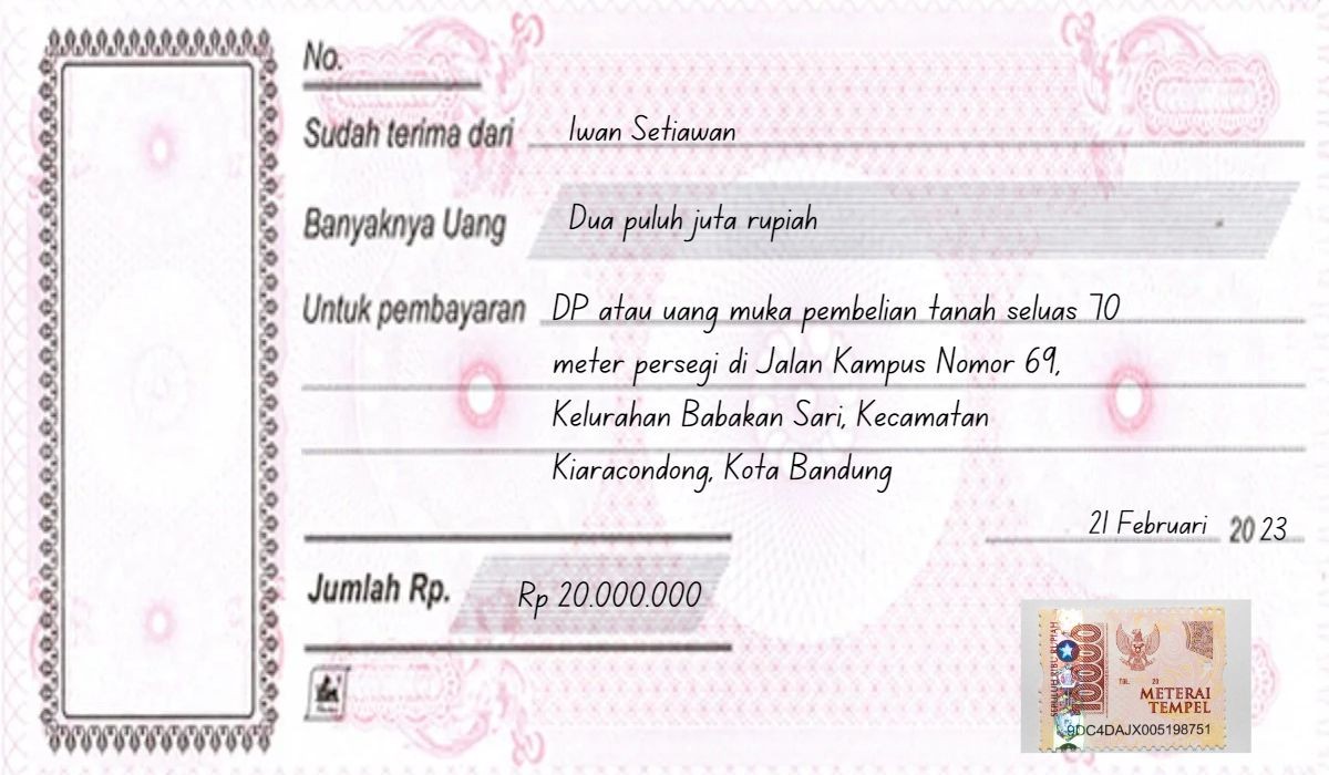 Bentuk Kuitansi Jual Beli Tanah yang Sah
