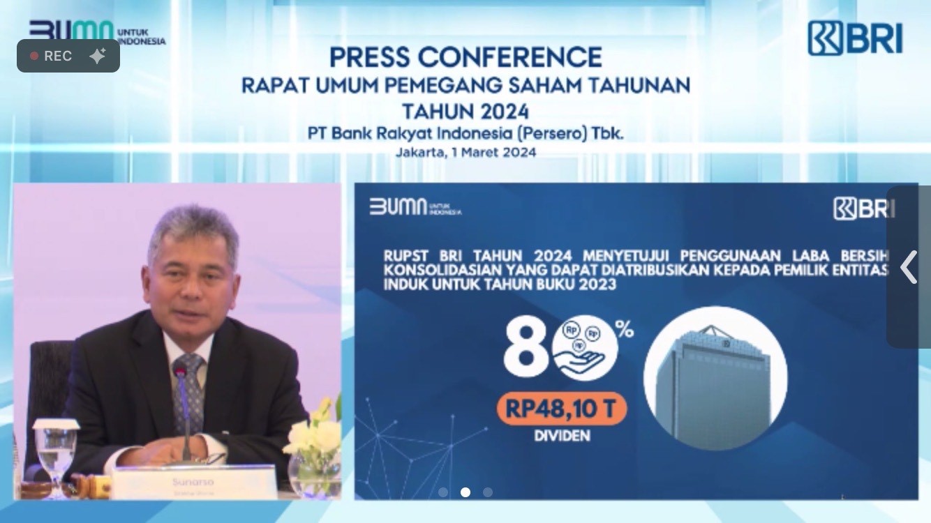 BRI (BBRI) Bagi Dividen 80 Persen dari Laba 2023, Totalnya Rp48,1 Triliun. (Foto: MNC Media)