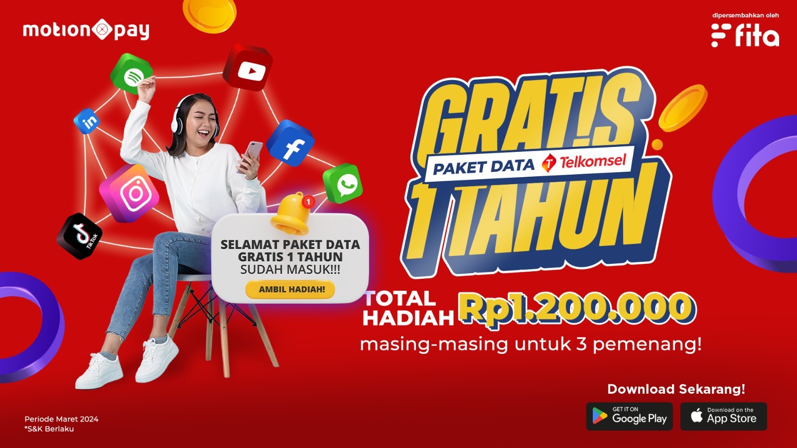 Gratis Internetan Setahun, Menangkan Paket Data Telkomsel dari MotionPay (Foto: MNC Media)