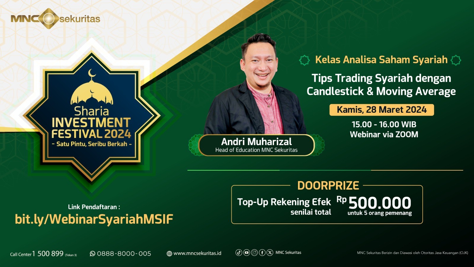 Gratis Belajar Trading Saham Syariah Pakai Candlestick dan Moving Average dari MNC Sekuritas (foto mnc media)