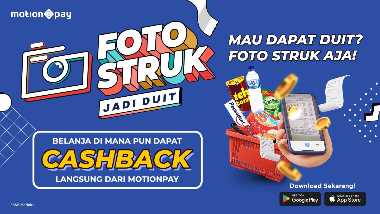 Belanja Semakin Seru, Bisa Dapat Cashback dari MotionPay Hanya dengan Foto Struk. (Foto: MNC Media)