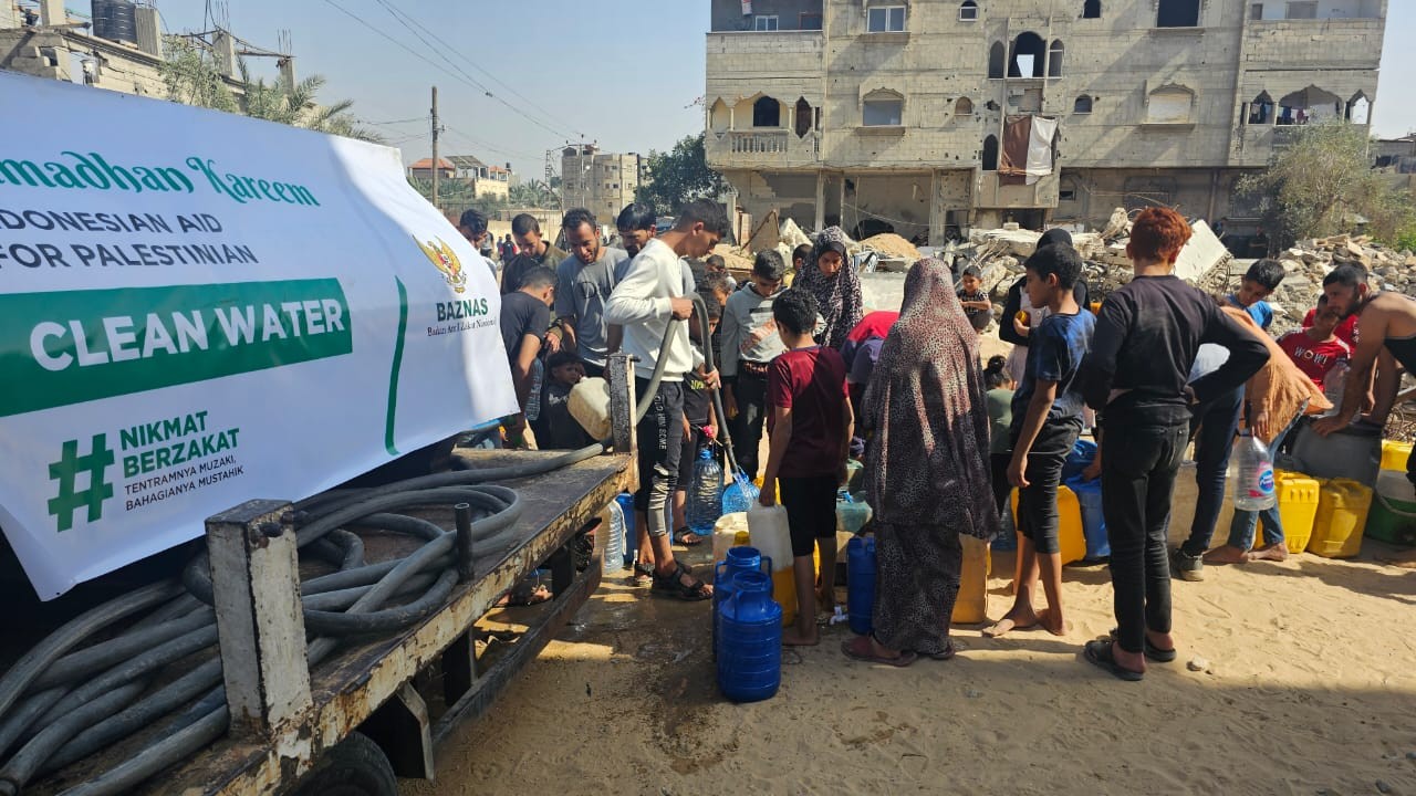 Berkah Ramadan, Pengungsi Palestina di Rafah Terima Bantuan Air Bersih dari Indonesia (FOTO:Dok Ist)