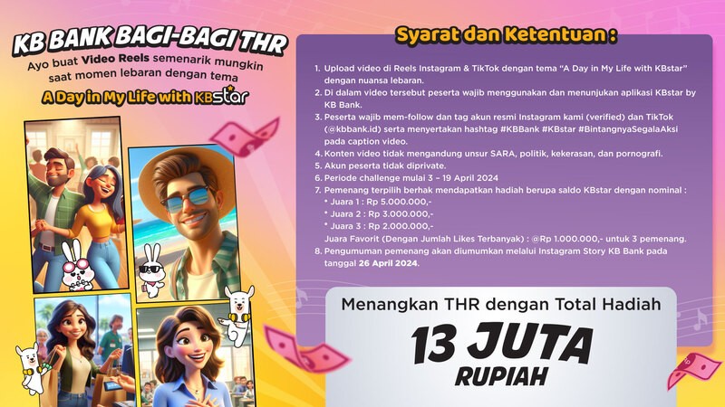 KB Bank Bagi-Bagi THR Jutaan Rupiah Melalui Kompetisi ‘A Day in My Life with KBstar’. (Foto: KB Bank)