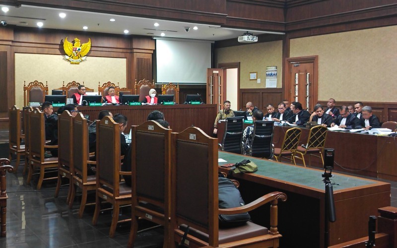 Sidang kasus dugaan pemerasan dan penerimaan gratifikasi di lingkungan Kementerian Pertanian di Pengadilan Tipikor Jakpus (Nur Khabibi/MPI)