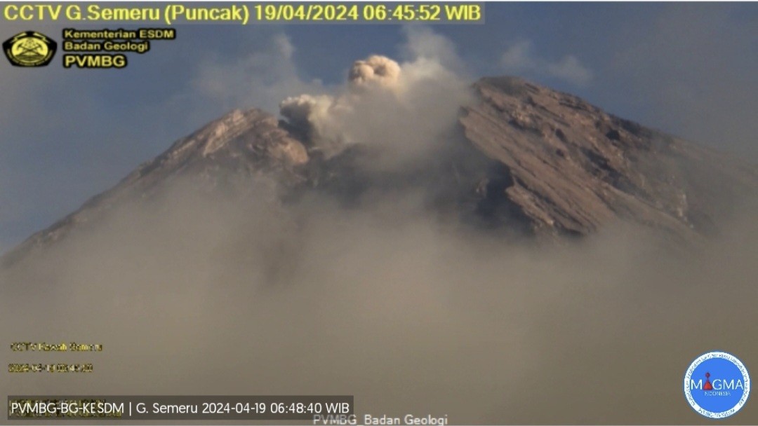 Gunung Semeru Dua Kali Erupsi Pagi Ini, Tinggi Letusan 500 Meter di Atas Puncak (FOTO:Dok Ist)