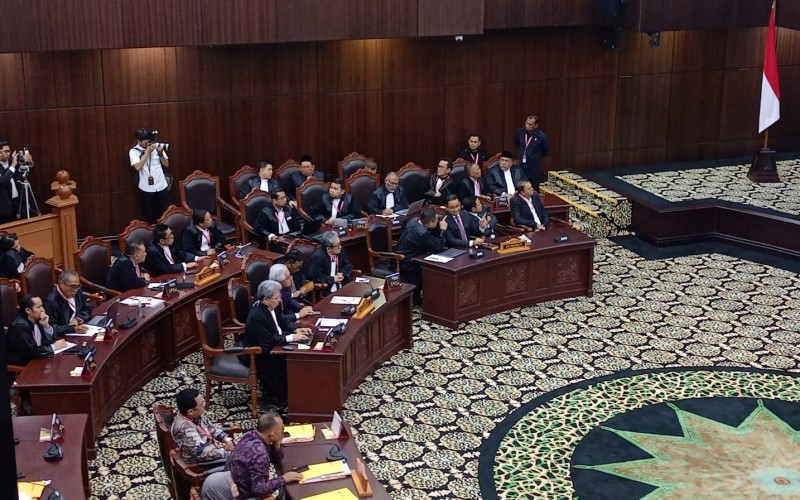 MK Tolak Seluruh Gugatan Pilpres yang Diajukan Anies-Cak Imin (Foto: Giffar Rivana/MPI)