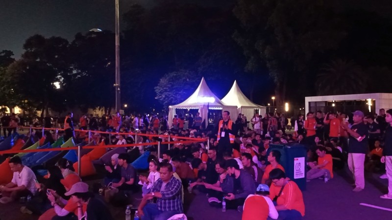 Jelang Laga Timnas Indonesia vs Uzbekistan, Begini Suasana Nobar di GBK. (Foto: MNC Media)