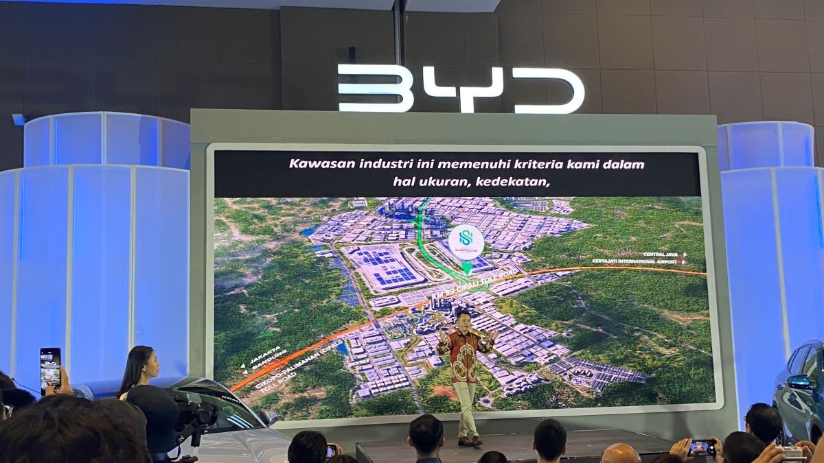 BYD Bakal Bangun Pabrik Mobil Listrik di Subang, Investasinya Capai Rp16 Triliun. (Foto: Fadli/MNC Media)