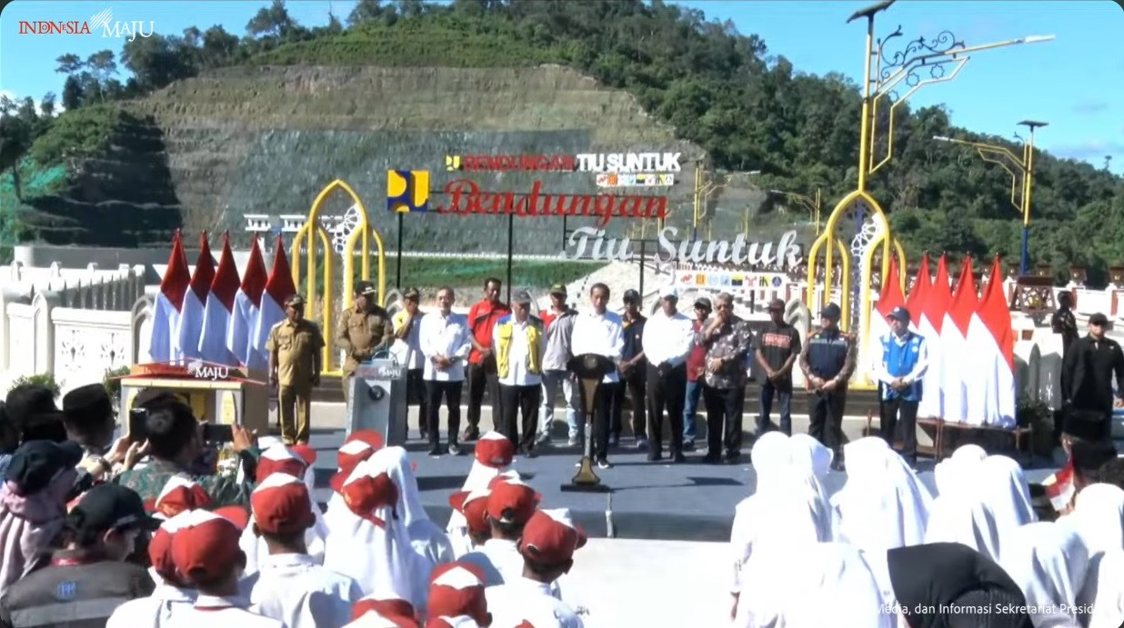 Jokowi Resmikan Bendungan Tiu Suntuk, Telan Anggaran Rp1,4 Triliun. (Foto YT Setpres)