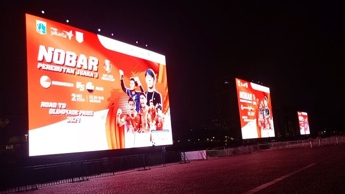 Jelang Nobar Timnas Indonesia U23 di Monas, Penonton Mulai Berdatangan. (Foto: Giffar/MNC Media)
