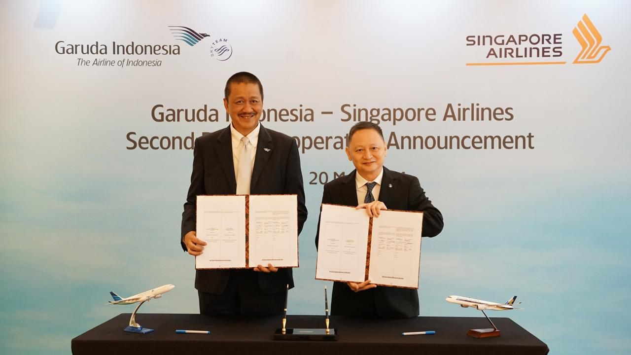 Optimalkan Nilai Tambah, Garuda (GIAA) dan Singapore Airlines Perluas Kerja Sama Komersial. (Foto Istimewa)