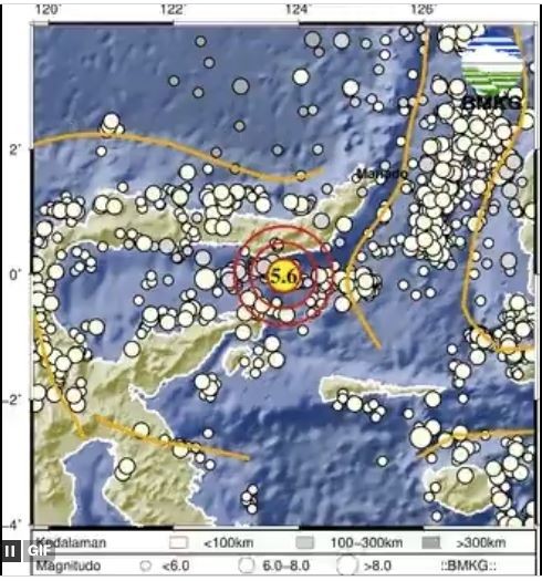 Gempa M5,6 Guncang Bolaang Uki Bolsel Sulut, BMKG: Tidak Berpotensi Tsunami. (Foto: MNC Media)